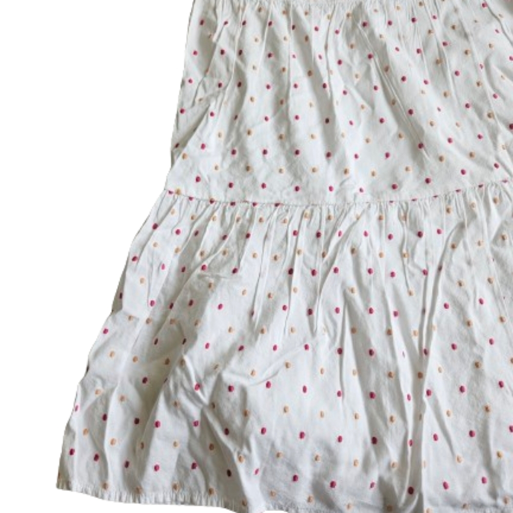 LOFT dotted embroidered v neck tiered swing mini dress, xs, white - Picture 6 of 11